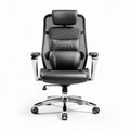 Chaise de bureau ergonomique en cuir synthétique noir avec support lombaire
