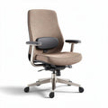 Chaise de bureau ergonomique en tissu beige avec accoudoirs réglables 60 x 60 x 100cm