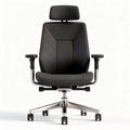 Chaise de bureau ergonomique en tissu noir avec appui-tête et accoudoirs réglables 65 x 65 x 120cm