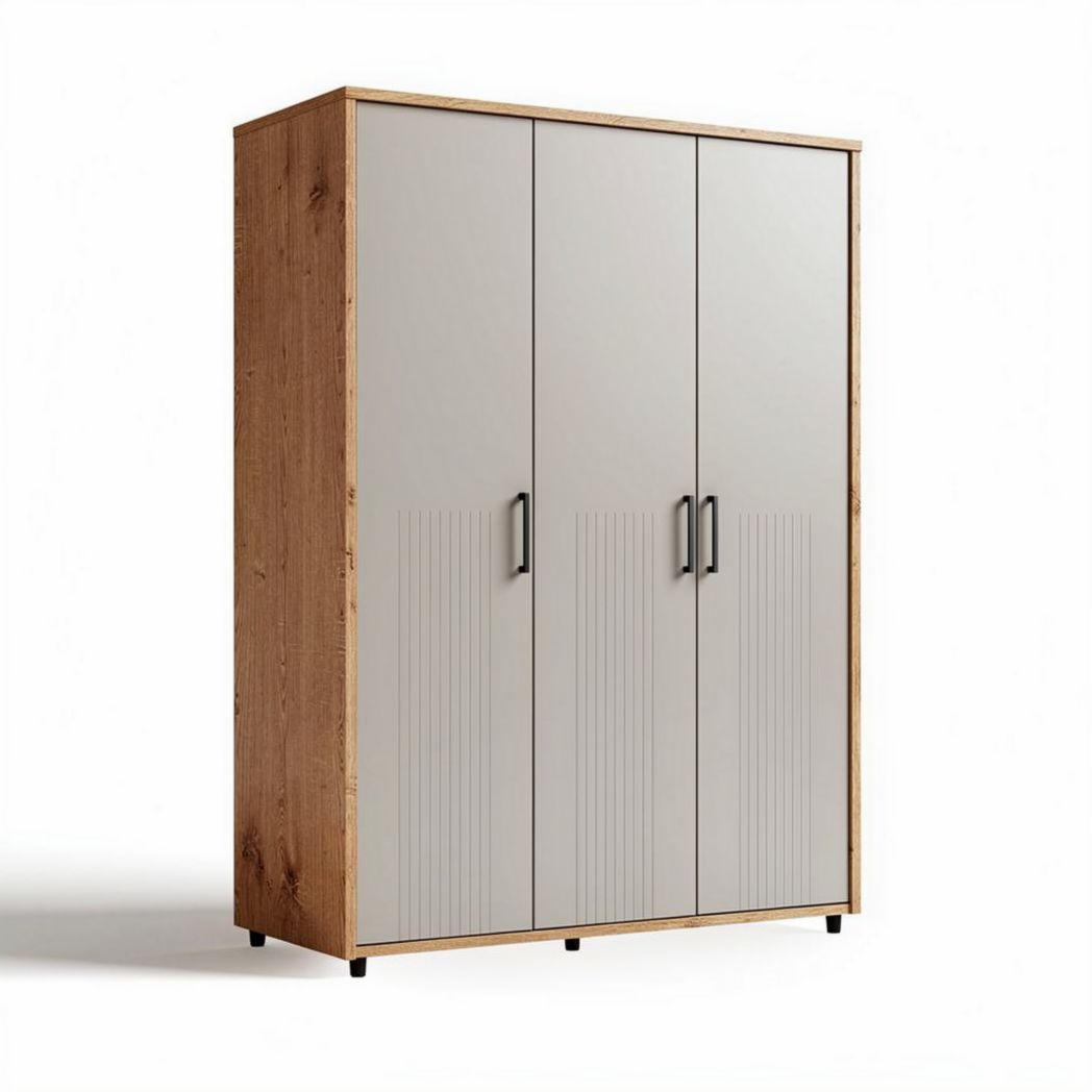 Armoire en bois de 80 x 40 x 180 cm avec portes gris et finitions modernes
