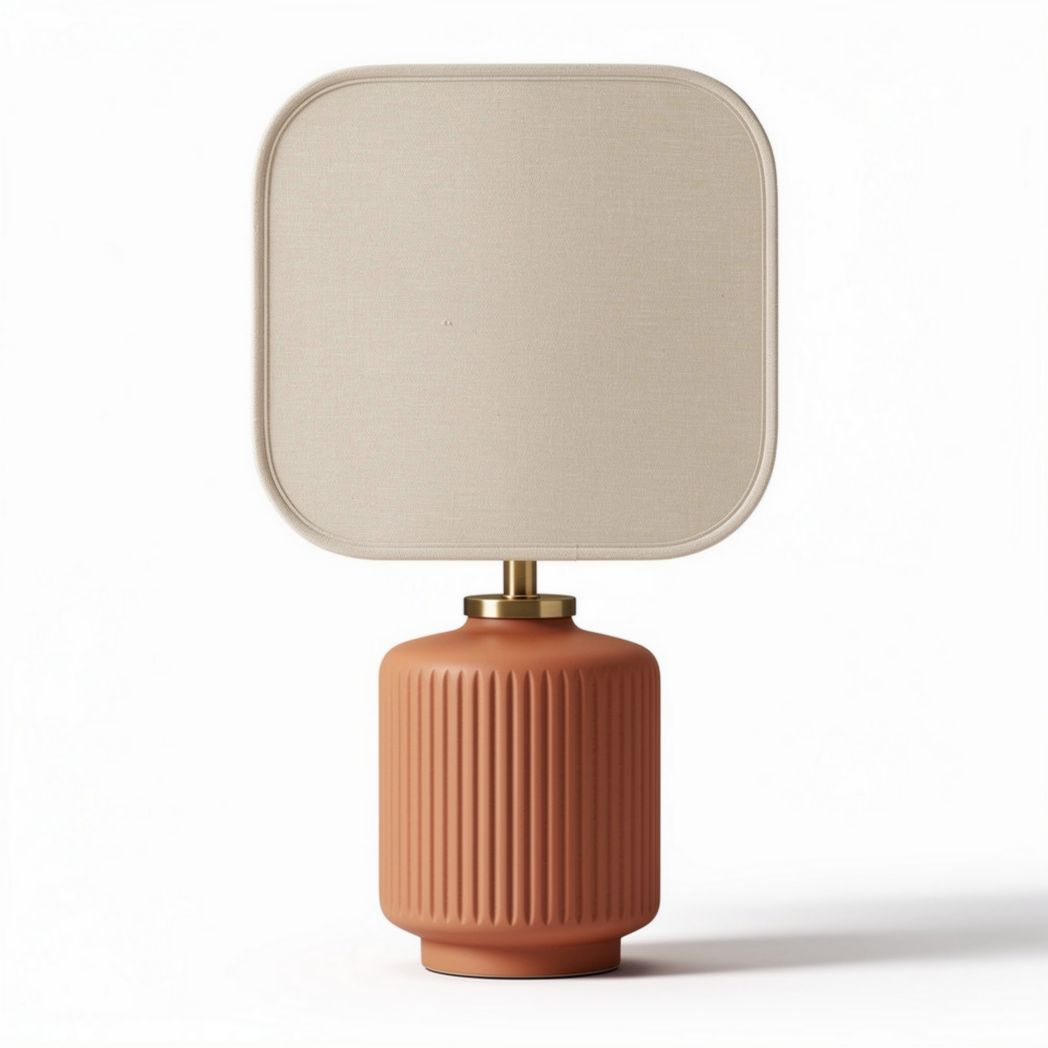 Lampe de table en céramique terracotta avec abat-jour en lin 30 x 30 x 50cm