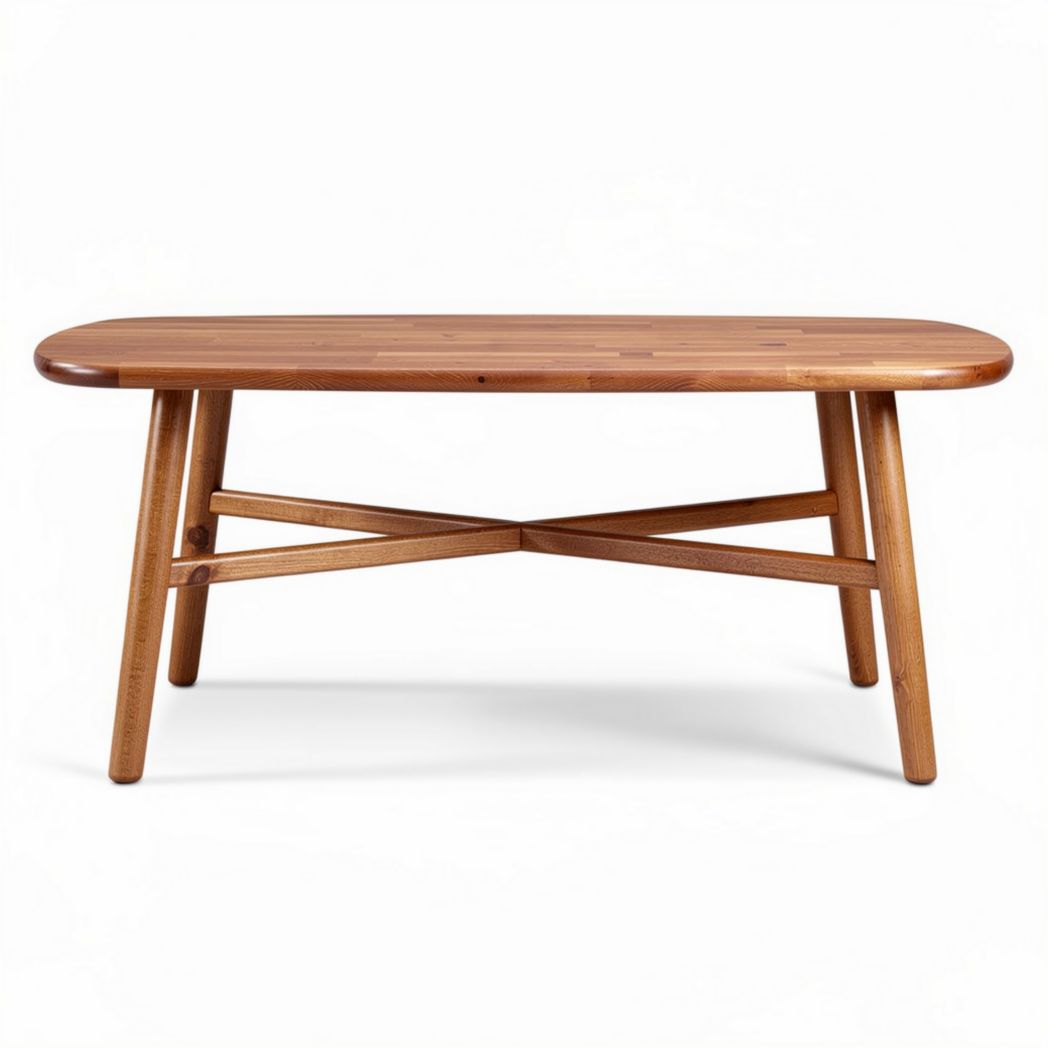 Table basse en bois de hêtre massif 120 x 60 x 45 cm pour salon