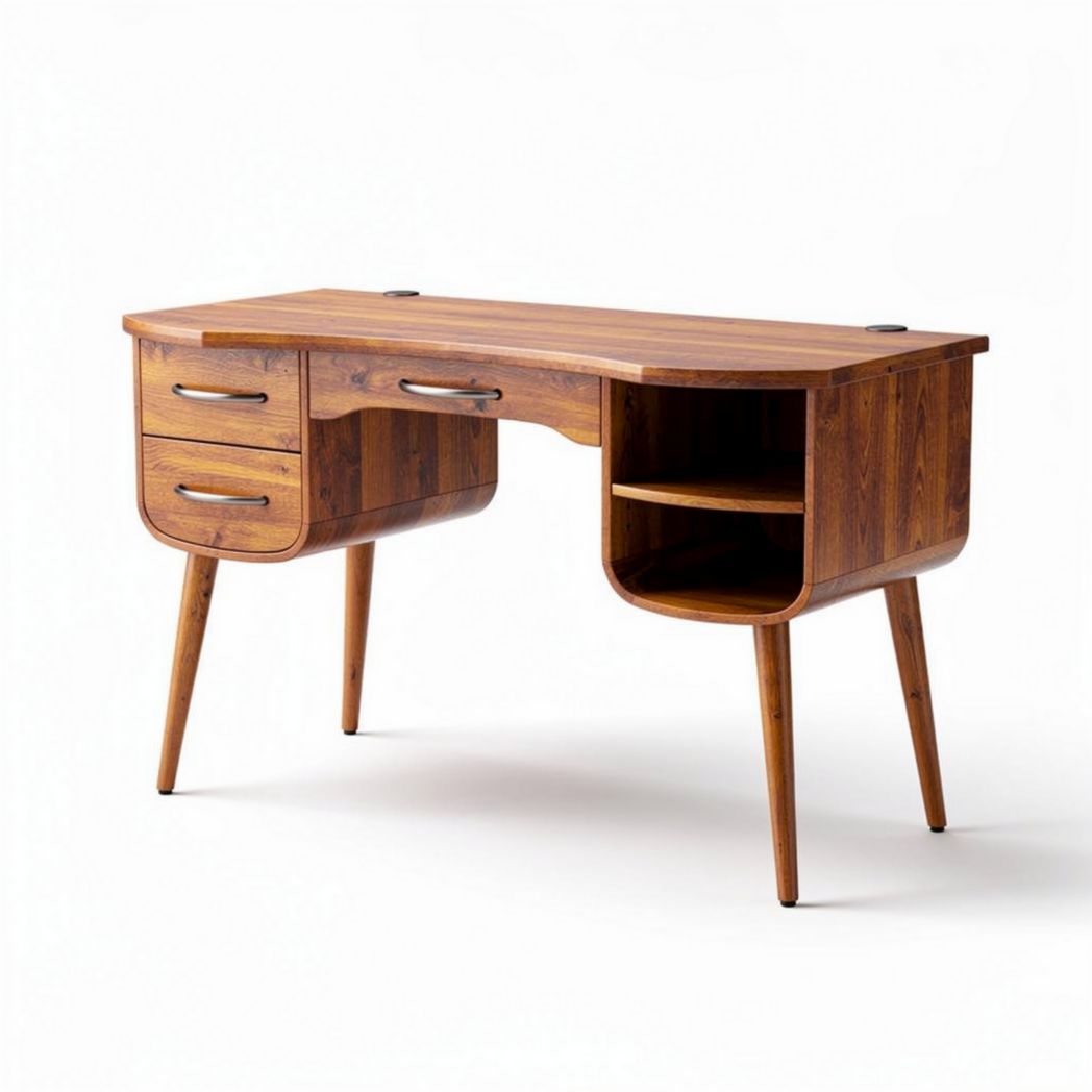 Bureau en bois massif avec tiroirs et étagère dimensions 120 x 60 x 75 cm