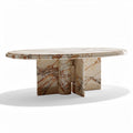 Table ovale en marbre avec base solide dimensions 200 x 100 x 75cm