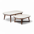 Table basse en bois avec plateau en marbre blanc dimensions 80 x 50 x 35 cm et ensemble de 2 pièces
