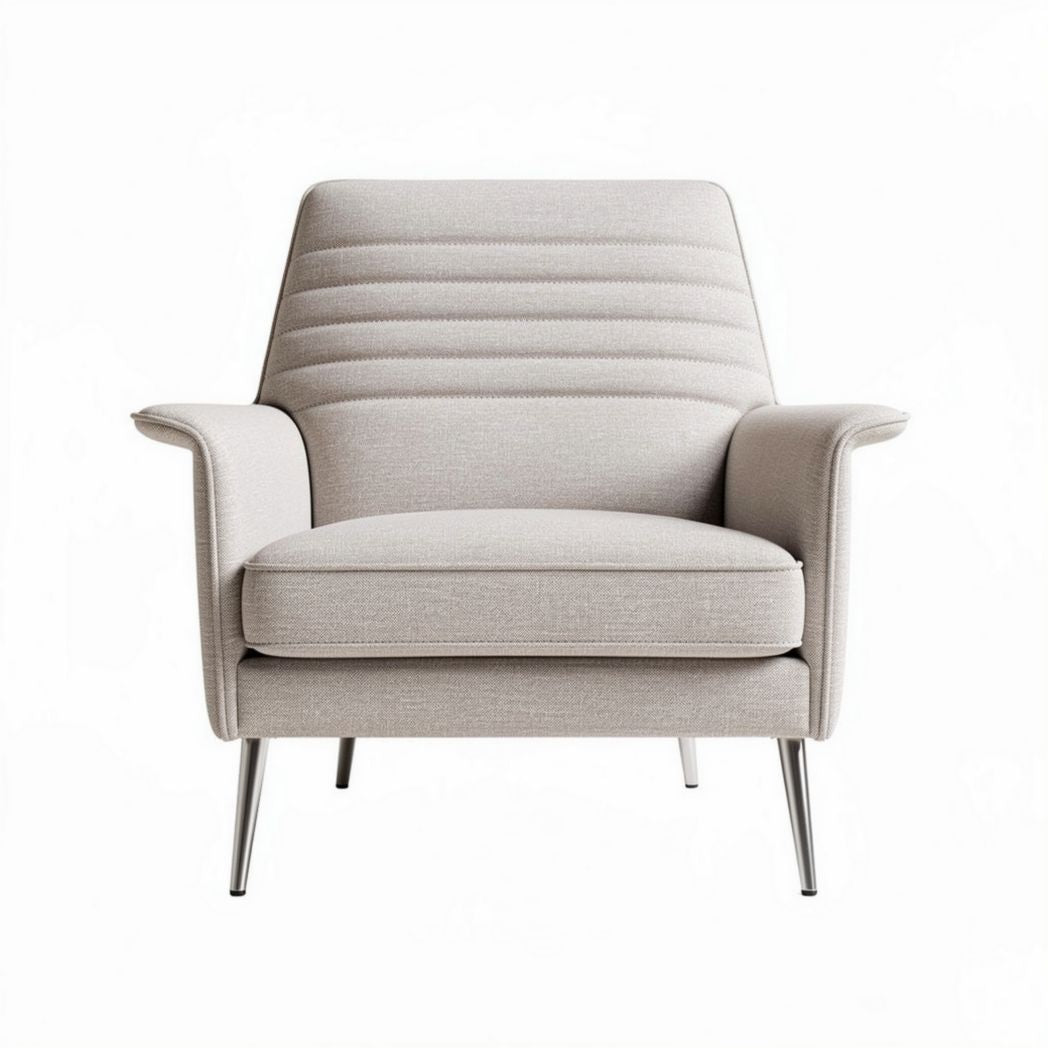Fauteuil en textile crème avec pieds en métal argenté dimensions 80 x 75 x 90cm